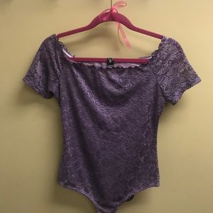 Purple lace body suit